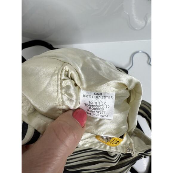 ALICE + OLIVIA Dress Sz S Striped Floral Fit Flare Halter Babydoll Silk Y2K - Picture 12 of 13